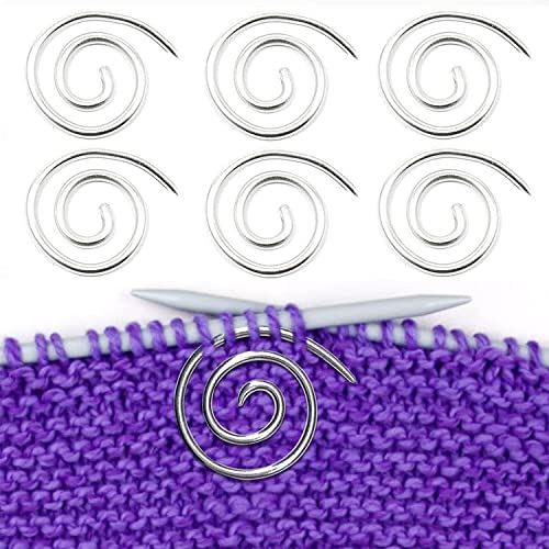 6PCS Spiral Cable Knitting Needle,Stainless Steel Practical Circular Knitting Needle Cable Needles,Handmade Knitting Tool Cable Needle Shawl Pin for Yarn Sewing Knitting Beginners (6PCS, Silver)