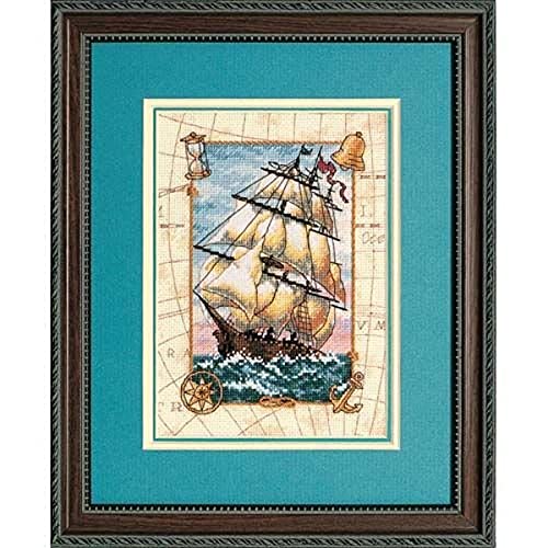 Dimensions 6847 Gold Collection Counted Cross Stitch Kit, Voyage At Sea, 18 Count Ivory Aida, 5'' x 7''