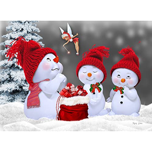 MXJSUA Christmas Snowman Diamond Painting Kits for Adults Beginners Round Full Drill 5D DIY Christmas Gift Presents Diamond Art Kits Three Cute Snowmen Diamond Painting Kits Art Decor 11.8x15.7 inch