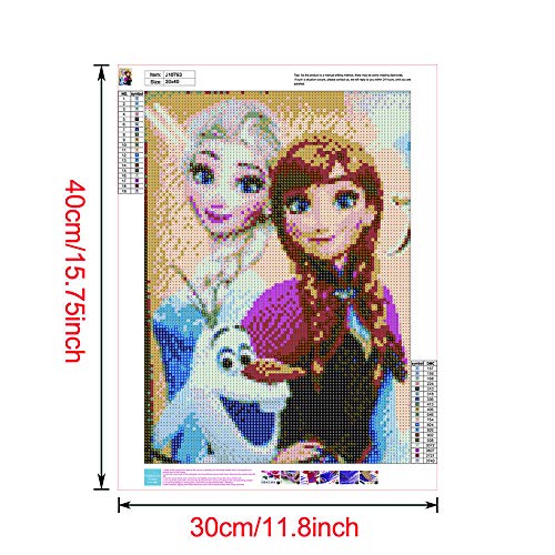 DIY 5D Diamond Painting Kit, 16"X12" Ellsa Ana Round Full Drill Crystal Rhinestone Embroidery Cross Stitch Arts Craft Canvas for Home Wall Decor Adults and Kids
