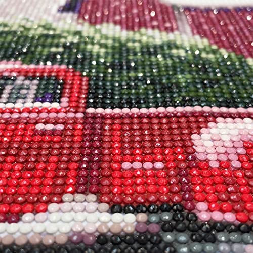 MXJSUA Red Truck Diamond Painting Kits for Adults,Red House Christmas Diamond Art Kits,Snowy Winter 5D Paint with Diamond Full Round Drill Gem Art,Truck Diamond Art Painting Kits(12x16/30x40cm)