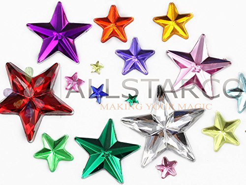 Allstarco Star Rhinestones Embelishments 15mm Flat Back Acrylic Plastic Gems for Jewelry, Crafts, Costumes, Invitations, Cosplay - 35 Pieces (Orange Hyacinth .HC)