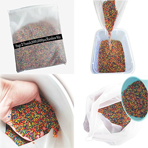 Huge 2 Pounds(200,000pcs)Pack of Water Gel Beads, Rainbow Mix, Gel Water Gun, Sensory Toy and Decorations