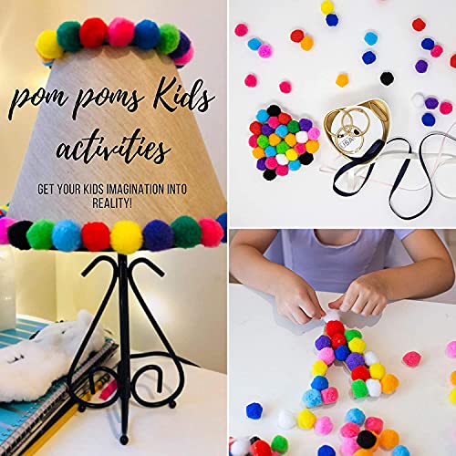 WAU Craft Pom Pom Balls - 100pcs 1.5 inch Multicolored Large Pompoms for Crafts Art DIY Project in Reusable Zipper Bag