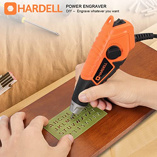 HARDELL 15W Engraver,5 Speed Etching Power Tool Equipped with Soft Rubber Handle and Tungsten Carbide Steel Bits,Mini Multi-Function for Tile,Metal,Stone,Wood,Leather,Glass,PVC Pipe,DIY Crafts