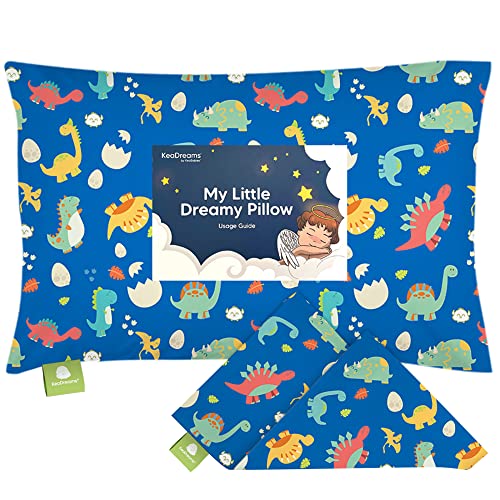 KeaBabies Toddler Pillowcase for 13X18 Pillow - Organic Toddler Pillow Case for Boy, Kids - 100% Natural Cotton Pillowcase for Miniature Sleepy Pillows - Pillow Sold Separately (DinoWorld)