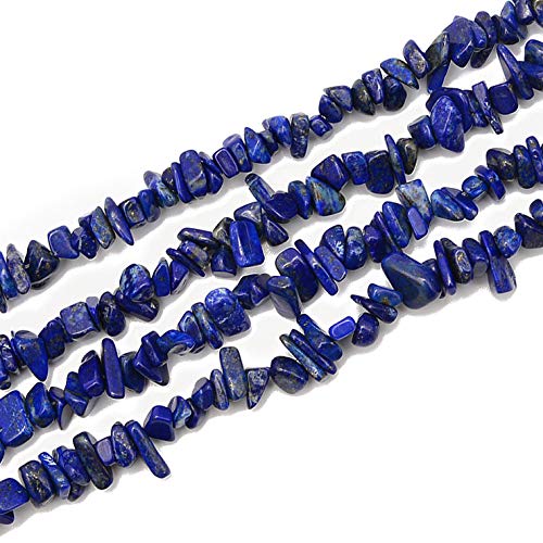 PLTbeads 5-8mm Natral Healing Gemstone Waist Bracelets Necklace Kit Irregular Stone DIY Crafts Design Jewelry Making 1 Strand per Bag Approxi 34 inch (Blue Lapis Lazuli Chips)