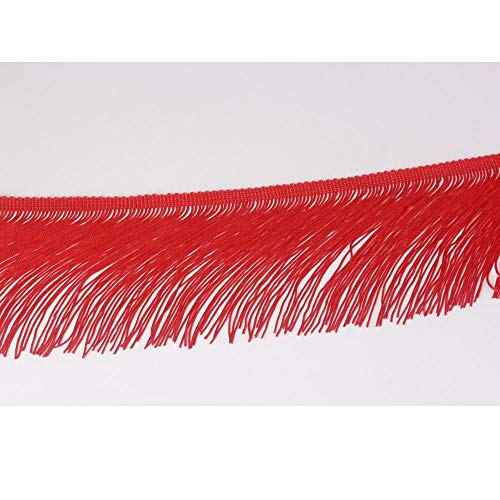 Heartwish268 Fringe Trim Lace Polyerter Fibre Tassel 6inch（″） Wide 10 Yards Long for Clothes Accessories and Latin Wedding Dress and DIY Lamp Shade Decoration Black White Red (Red)