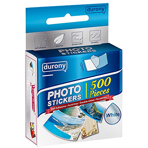 durony 500 Pieces Photo Sticker White Double-Sided Self Adhesive Photo Tapes for Pictures DIY Photo Album Journal