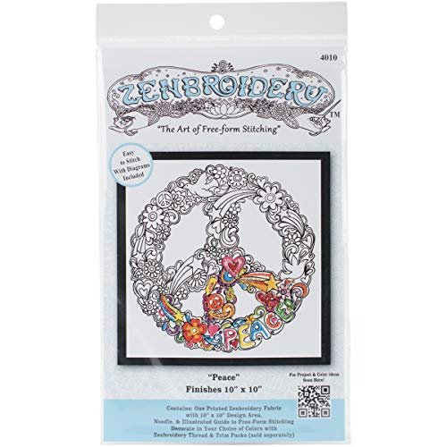Design Works Crafts 4010 Peace 10" x 10" Zenbroidery Kit, Multicolor