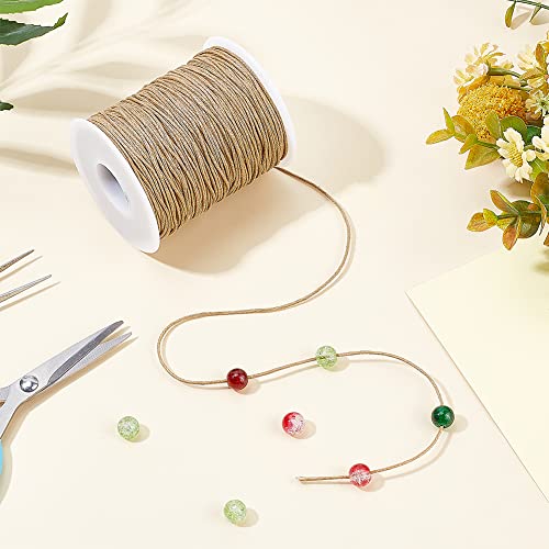 PH PandaHall 100 Yards 1mm Waxed Cotton Cord Thread Beading String for Bracelet Necklace Making Crafting Beading Macrame Vase Decor, Burlywood