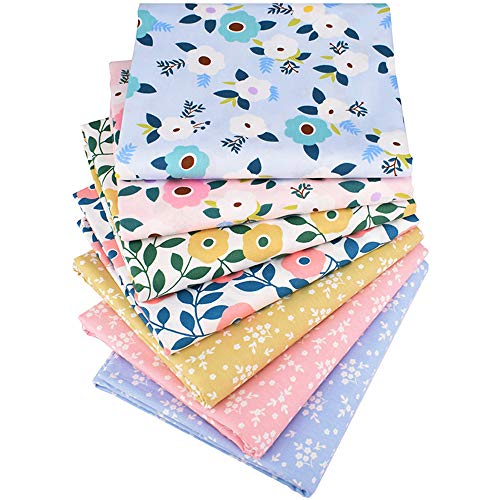 Hanjunzhao Spring Floral Fat Quarters Fabric Bundles 18 x 22 inches, Cotton Quilting Sewing Fabric