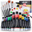 Colorful Watercolor Paint Set Kids with 6 Brushes,1 Palette,2 Canvas & 1 Set Paper Pad w/ Storage Box,24 Tubes Washable Water Color Paints Kit for Beginner,Non Toxic Professional Liquid Water Color