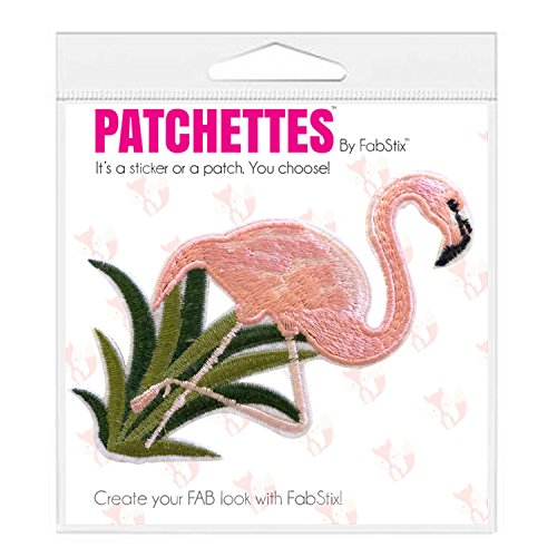 FabStix Flirty Flamingo Pink Iron on Patch or Sticker Applique for Kids Womens Mens Clothing Jeans Jacket Caps Bags Lapel, Medical Grade and Latex Free