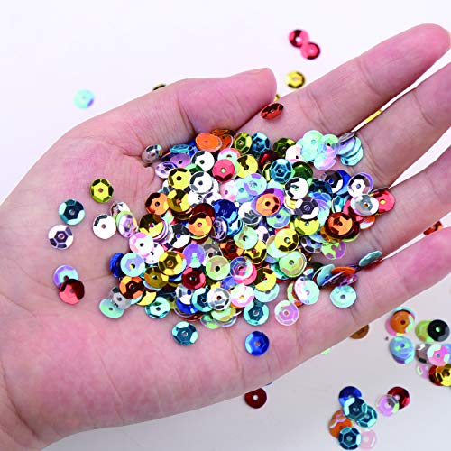 DIYASY 9800 Pcs 6MM Bulk Loose Sequins, 22 Colors Round Embroidery Sequins Cup Craft Sequins with Holes for DIY.