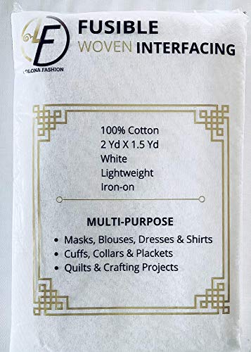 Lolona Fashion's Woven Cotton Fabric Fusible Interfacing 2 Yard by 1.5 Yard for Sewing Iron On Lightweight Interlacing Heat and Bond