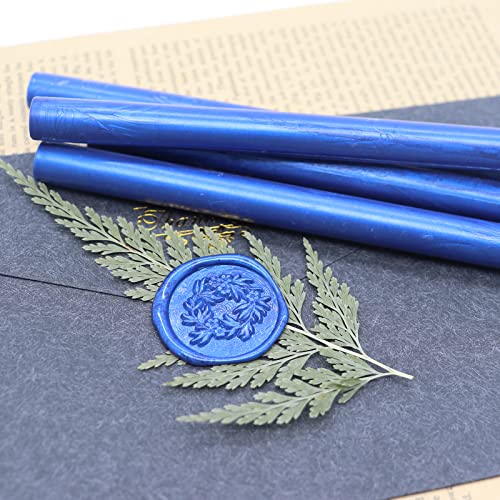 Feyabest 10 Pieces Glue Gun Sealing Wax Sticks for Wax Seal Stamp,Great for Cards Envelopes,Wedding Invitations,Snail Mails,Wine Packages,Gift Wrapping (Navy Blue)