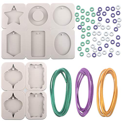 EUPNHY 2pcs Silicone Wax Sachet Molds Scented Wax Tablets Molds-Including 3pcs 40 inches Rawhide Rope and 60pcs Bails. (Combination 03)