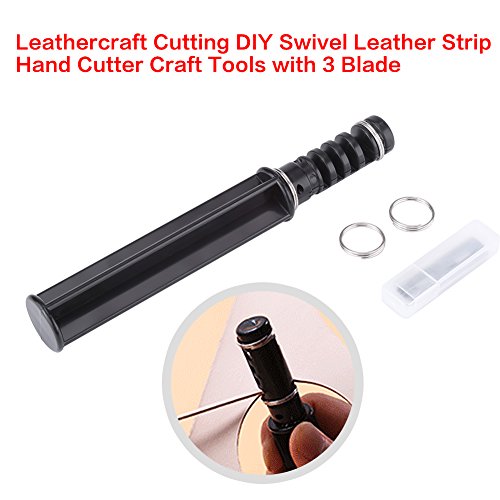 Hilitand Leather Lace Maker, Leather Craft Cutting DIY Swivel Leather Strip Hand Cutter Craft Tools with 3 Blade