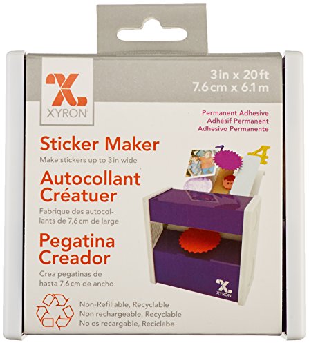 Xyron Sticker Maker, 3", Includes Permanent Adhesive 3" x 20', Disposable (100111)