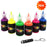 [6 Bottles, 1 oz. Each] Body Paint Glow Blacklight Reactive Neon Fluorescent Paint - Safe For Skin - Washable - Non-Toxic - Six Colors Kit