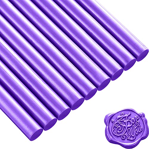 15 Pieces Glue Gun Sealing Wax Sticks for Retro Vintage Wax Seal Stamp and Letter, Great for Wedding Invitations, Cards Envelopes, Snail Mails, Wine Packages, Gift Wrapping (Purple)