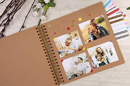 potricher 10 x 10 Inch DIY Scrapbook Photo Album Hardcover Kraft Blank Yellow Page Wedding and Anniversary Family Photo Album (Yellow, 10 Inch)