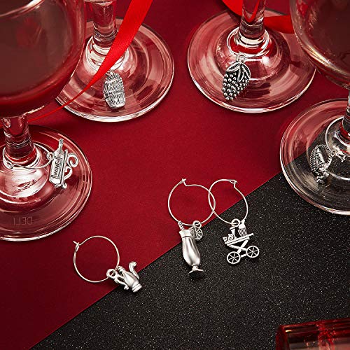 85 Pieces Wine Charms for Jewelry Making Wine Glass Charms Wine Charms for Bracelets Necklace Pendants Wine Themed Charms Craft with a Storage Bag
