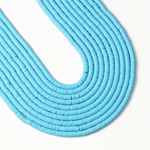 10 Strands Polymer Clay Beads Vinyl Chip Disk Flat Round Loose Beads About 3200Pcs 6mm Blue Handmade Spacer Beads for DIY Jewelry Making