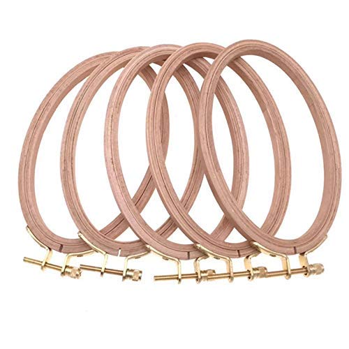BWRMHME 6 X 4 Inch Cross Stitch Wooden Oval Embroidery Hoops Quilting Hoops Ellipse Craft Tool- 16X10 cm (5PCS/Pack)