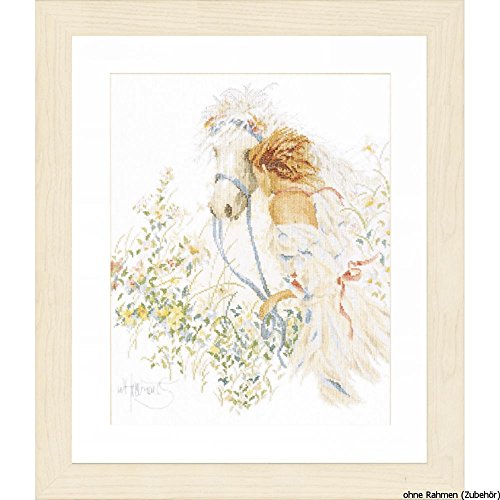 Lanarte Vervaco PN-0007952 | Horse & Flowers Picture Counted Cross Stitch Kit 39 x 48cm