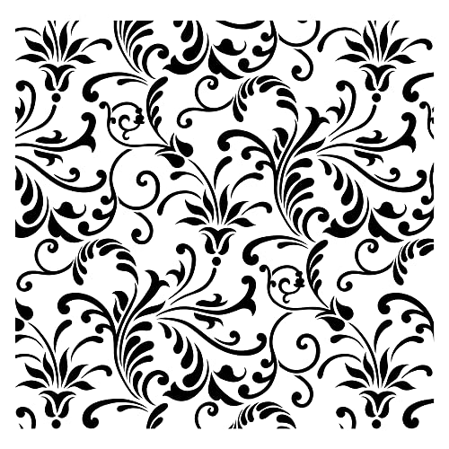 Floral Swirl All Over Pattern Stencil (10 mil Plastic) | Decor Stencils for Painting on Wood, Wall, Tile, Canvas, Paper, Fabric, Furniture and Floor | Reusable Stencil | FS034 by Designer Stencils