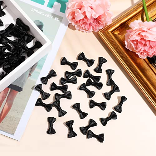 100 Pieces Mini Satin Ribbon Black Bow Tie Wedding Flower Bows Soft Vintage Bows Bowknot for Applique Embellishment Crafts Sewing Scrapbook Baby Shower Wedding Christmas Girls Dress Hair