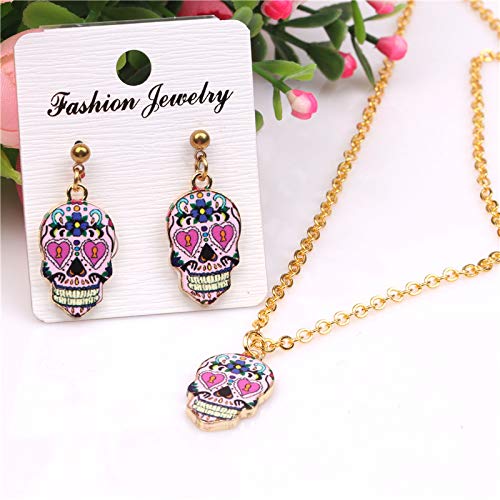 WOCRAFT 32 pcs Gold Plated Enamel Halloween Flower Skull Charms Pendant for Jewelry Making Necklace Bracelet Earring and Slime DIY Jewelry Accessories Charms (M004)