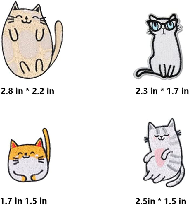 16Pcs Cat Iron on Patches for Clothing, Jeans, Backpacks, Jackets. Sew Embroidered Applique DIY Patches-Cute Cat Decoration Patches
