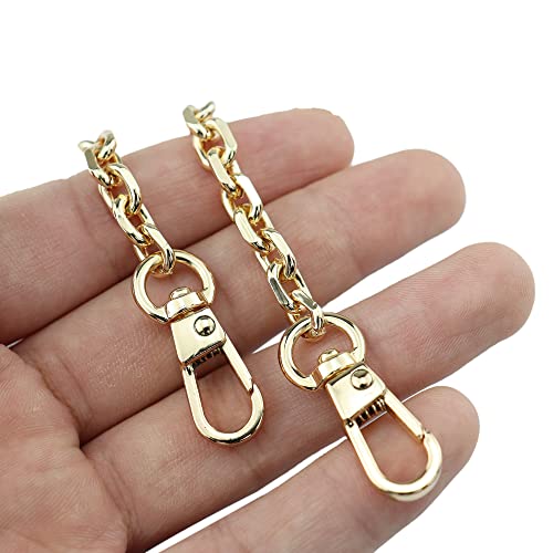 HEEHEE 59.1 Inches Mini Purse Chain Strap Delightful Extending Durable DIY Iron Flat Chains Replacement Straps with Buckles Wide 7mm Thick 2mm Gold 1 PCS for Handbag Shoulder Cross Body Wallet