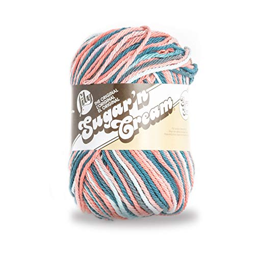 Lily Sugar'n Cream Super Size Ombres Yarn, 3 oz, Coral Seas Ombre, 1 Ball