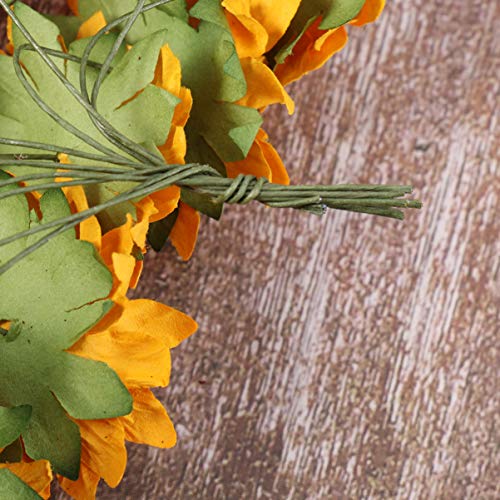 100pcs Chic Mini Artificial Paper Sunflower fake sunflower sunflowers artificial flowers Wedding Decor Craft DIY (Orange)