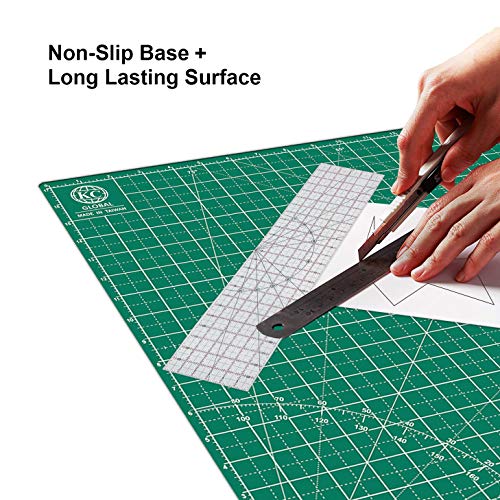 KC GLOBAL A2 (24"x18") Self-Healing Cutting Mat (Dark Green) - Sturdy, Reversible, Eco-Friendly, Non-Slip. Premium Desk Mat for Crafters, Quilters, and Hobbyist