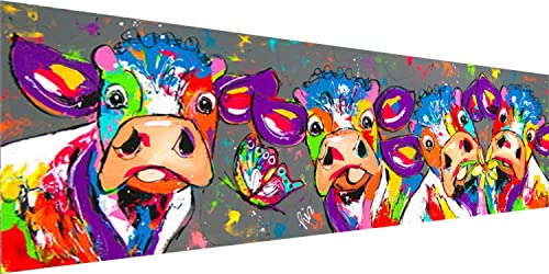 YALKIN 5D Diamond Painting Kits for Adults (35.4x11.8inch) DIY Large Cow Full Round Drill Cross Stitch Embroidery Pictures Arts Paint by Number Kits Diamond Painting Kits for Home Wall Decor