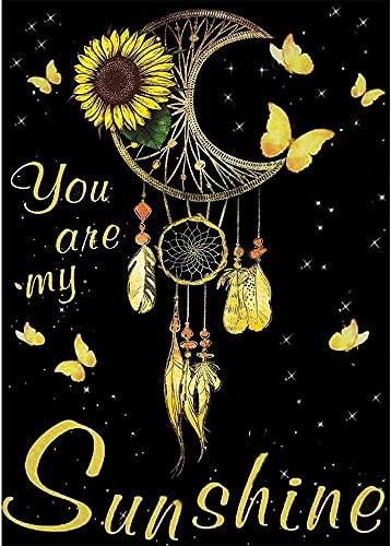 Dream Catcher Diamond Painting Kit - MaiYiYi 5D Full Round Diamond Painting You are my Sunshine Paint with Diamond Wind Chimes Sunflower Diamond Dots Art for Adult Home Wall Decor (12 x 16 inches)