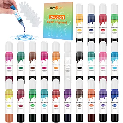 Epoxy Resin Pigment - 24 Colors Transparent Epoxy Resin Dye Non-Toxic for Resin Jewelry Making, UV Resin Dye - Concentrated Resin Pigment Liquid for Art, Paint, Crafts - 0.35oz/10ml Each
