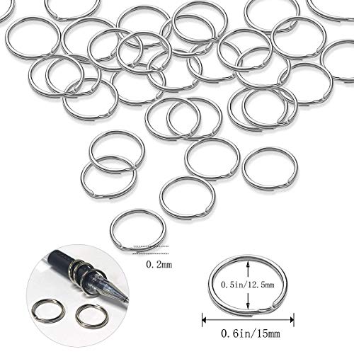 100 Pcs Split Ring, Small Key Rings Bulk Split Keychain Rings DIY Craft Metal Keychain Connector Accessories (15mm)
