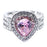 925 Sterling Silver Shiny Full Diamond Pink Gemstone Ring Water Droplets Shape Cubic Zirconia Rings CZ Diamond Ring Eternity Engagement Wedding Band Ring for Women (US Code 9)