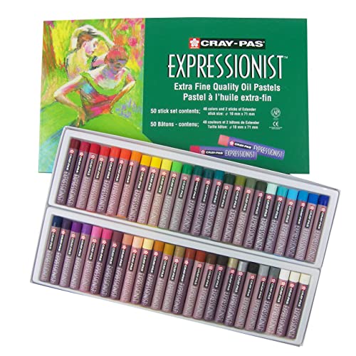 SAKURA Cray-Pas Expressionist Oil Pastel Set - Soft Oil Pastels for Artists - 50 Sticks