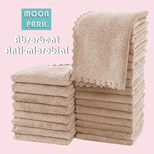 MOON PARK Baby Washcloths, 24 Pack (8x8 Inch (Pack of 24), Brown)