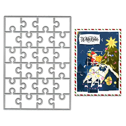 ALIBBON Jigsaw Puzzle Die Cuts for Card Making and Scrapbooking, Square Jigsaw Cutting Dies Metal Template Molds, Rectangle Puzzle Frame Die Cuts for DIY Photo Album Paper Embossing Card Decoration