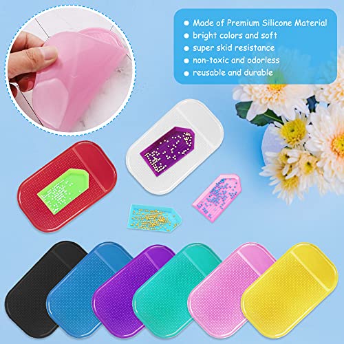 SENHAI 8 Pieces Anti-Slip Tools Sticky Mat for Diamond Painting, with 8 Diamond Trays, Non-Slip Universal Gel Pad for Fixing Trays 5D Diamond Painting Accessories for Kids or Adults