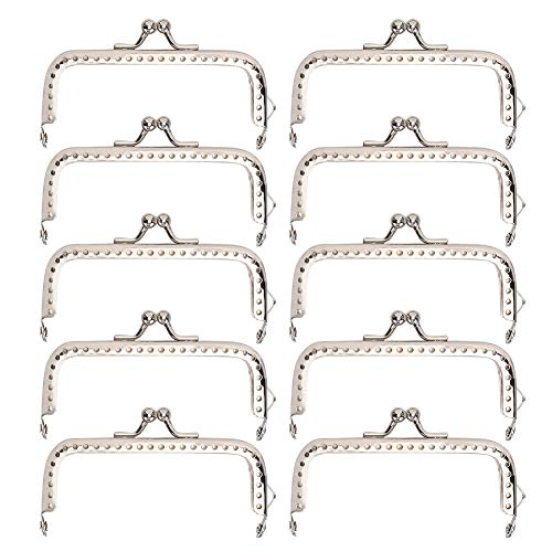 10pcs 8.5cm Handbag Frame Purse Frame Square Metal Frame Clasp Lock Clip for Purse Bag Making DIY Craft Supplies