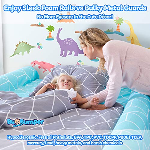 (2-Pack) Extra-Tall Foam Bed Rails for Toddlers | Soft Bed Bumpers for Kids | Baby Bed Guard | Child Bed Safety Side Rails with Water Resistant Washable Cover